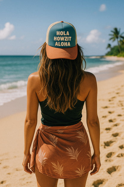 Hola Howzit Aloha Trucker Hat – Multi
